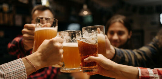 A group of friends drinking beer