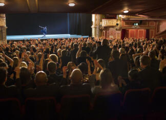 Katere srednješolske abonmaje se splača imeti? Audience applauding ballerina on stage in theater