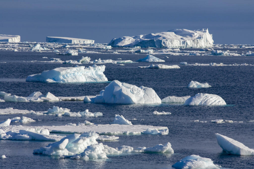 Icebergs in the Weddell Sea in Antarctica