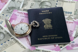 Indian Passport, New Rupee Currency and Antique Watch