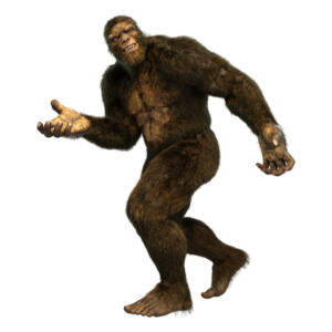 3D rendering of a Sasquatch or Bigfoot isolated on white background