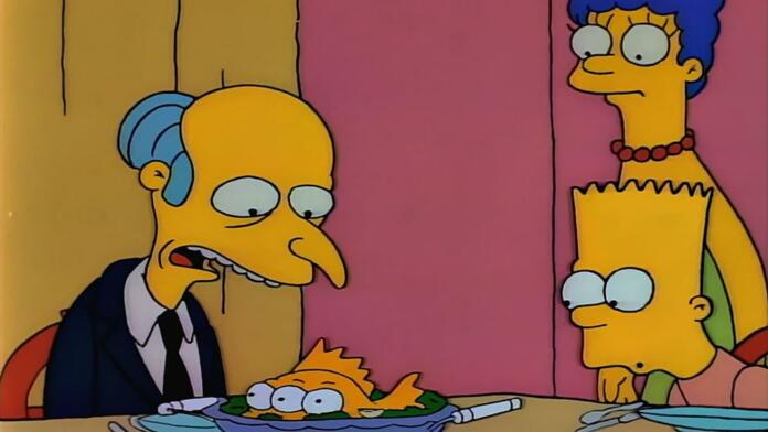 The Simpsons Mr. Burns' three-eyed fish dinner scene