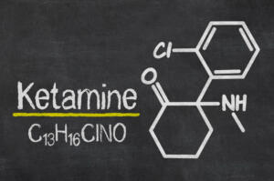 Blackboard with the chemical formula of Ketamine