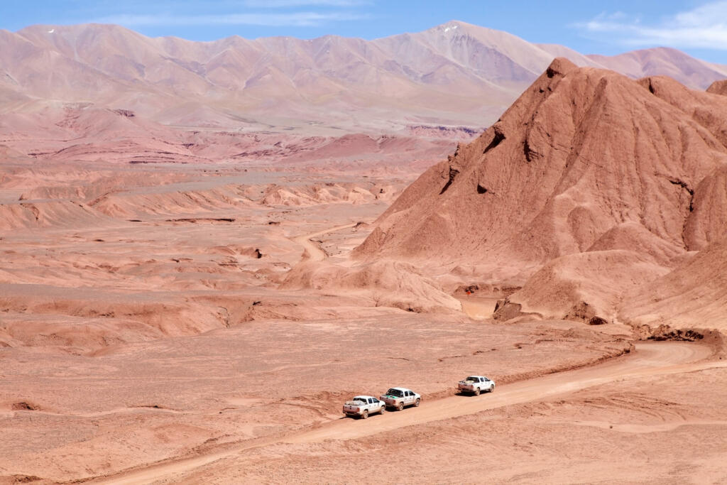 Desierto del Diablo, Devil Desert, landscape in Puna de Atacama, Argentina. It is a giant desolate place. This red landscape seem from the another planet.