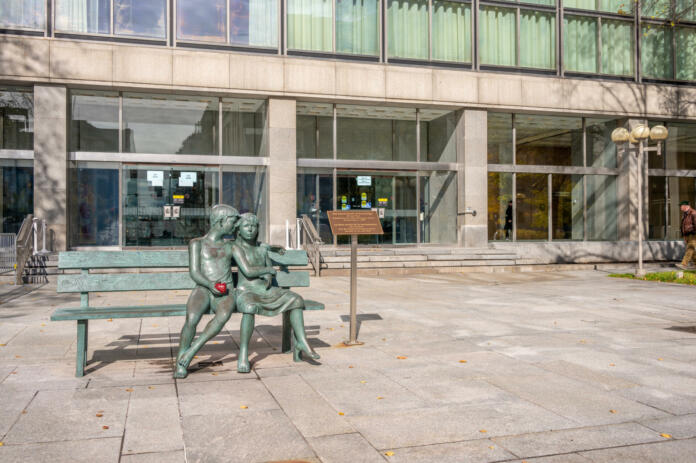 Ottawa, Ontario - October 20, 2022: Exterior fo the library and archives of Canada in Ottawa.