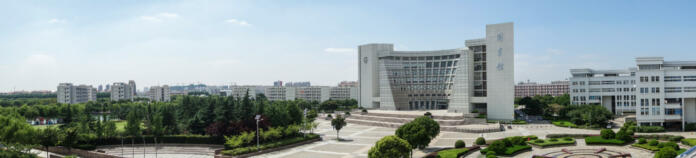 Shanghai, China - July 8, 2014: Shanghai University campus in Baoshan District panorama view