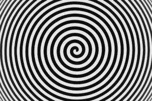 abstract Psychedelic twisting Hypnos Circles black and white background 3D rendering