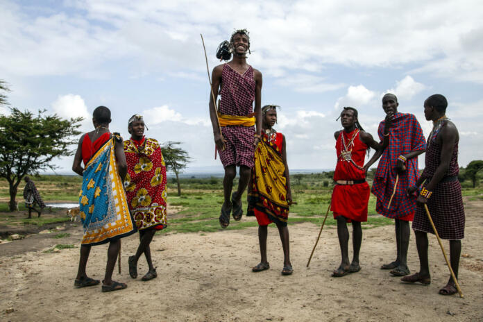 Massai Mara, Kenya - December 10, 2010 : Massai tribe in a village in central Kenya.