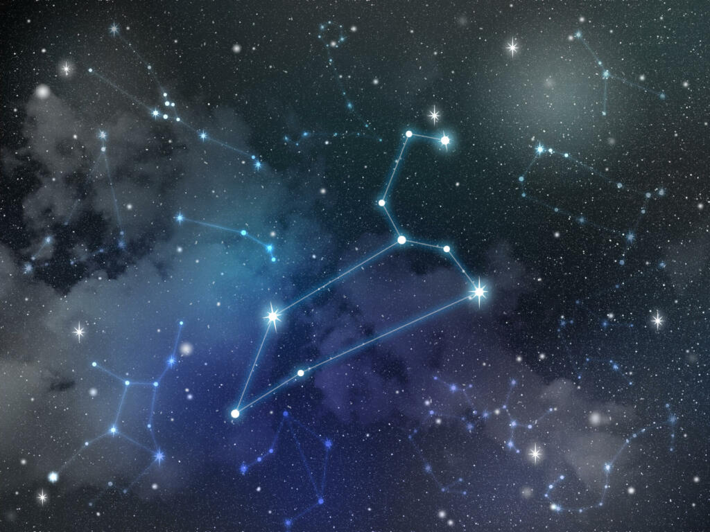 Zodiac star,Leo constellation, on night sky with cloud and stars