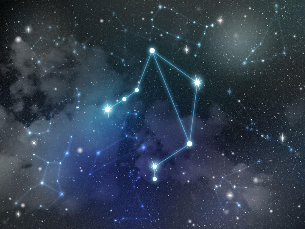 Zodiac star,Libra constellation, on night sky with cloud and stars