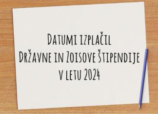 Izplačila državne in Zoisove štipendije v letu 2024 Izplačila državne in zoisove štipendije v letu 2024