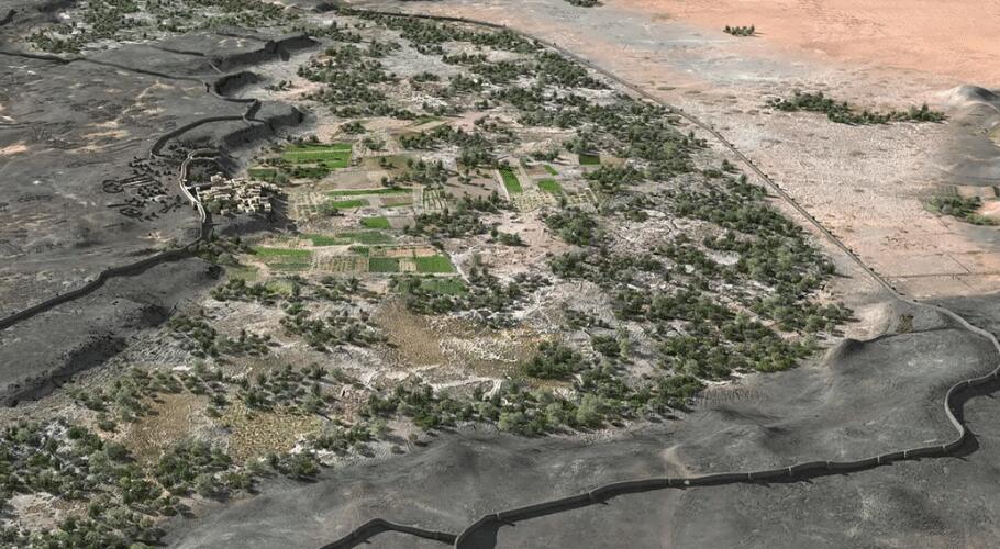 Prikaz utrdbe, ki je bila najdena v oazi Khaybar