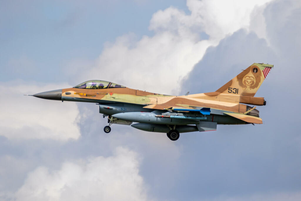 Israel Defense Force F-16 fighter jet landing on Norvenich airbase. Germany - August 17, 2020