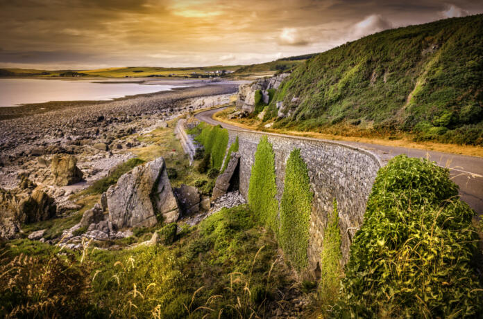 View of Coastal Road in Dumfries Galloway area Scotland UK