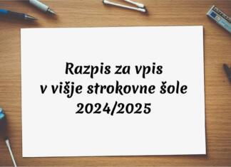Objavljen je razpis za vpis na višje strokovne šole v letu 2024/2025 Razpis za vpis v višje strokovne šole