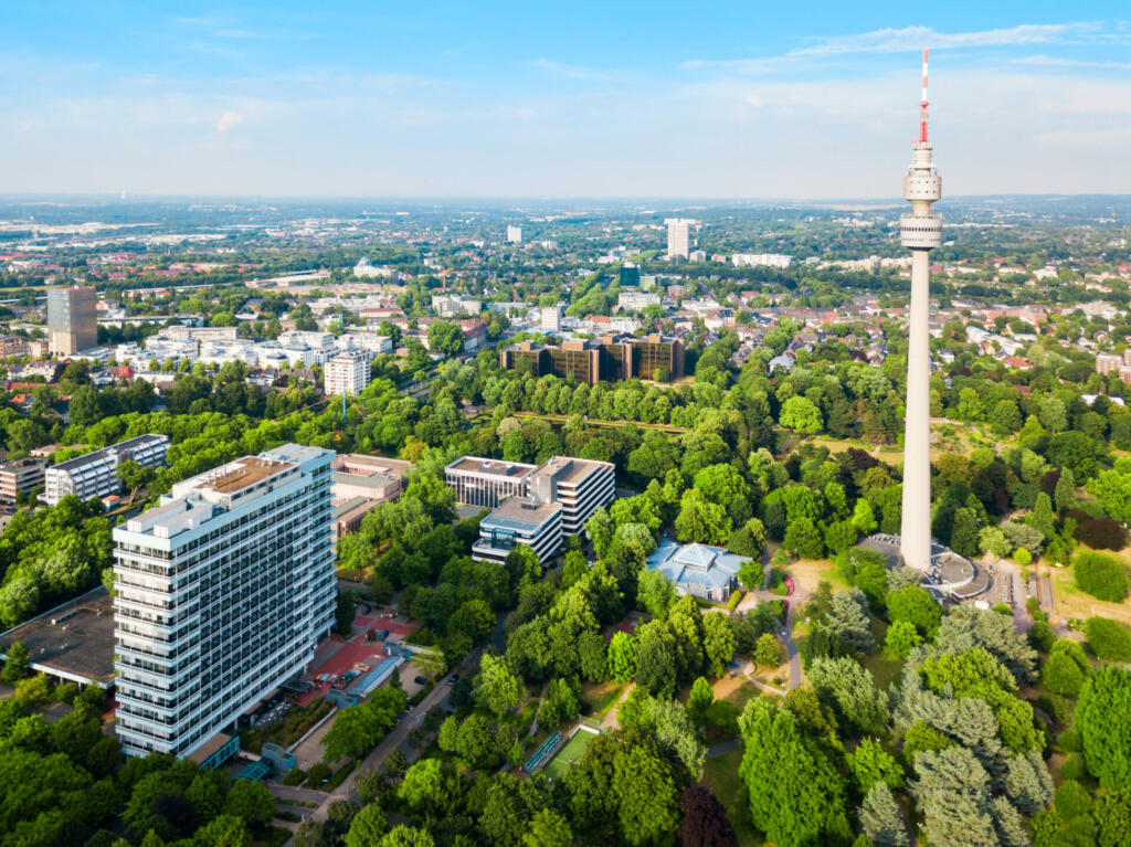 Florianturm or Florian Tower telecommunications tower and Westfalenpark in Dortmund, Germany