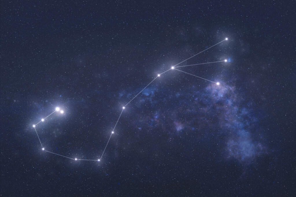 Scorpio Constellation stars in outer space. Zodiac Sign Scorpio constellation lines. Elements of this image were furnished by NASA