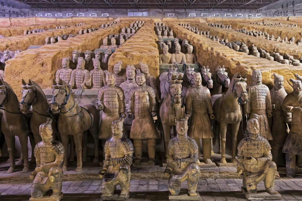 The world famous Terracotta Army, part of the Mausoleum of the First Qin Emperor and a UNESCO World Heritage Site located in Xian China