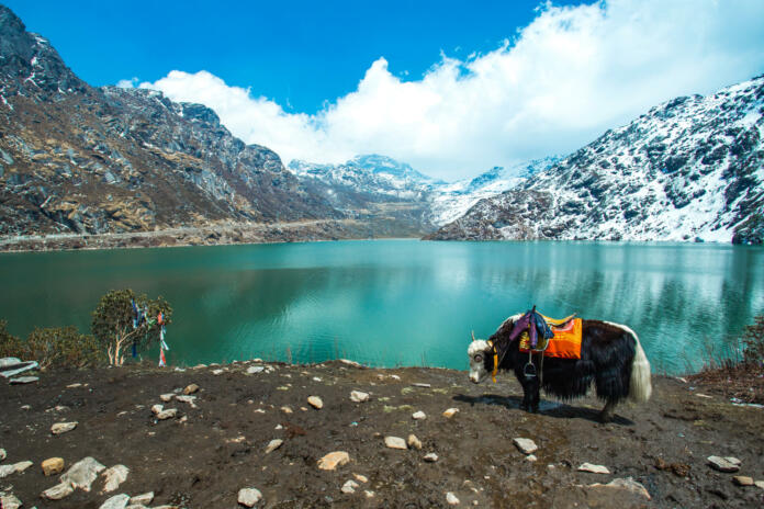 Tsangmo Lake in Sikkim, India.