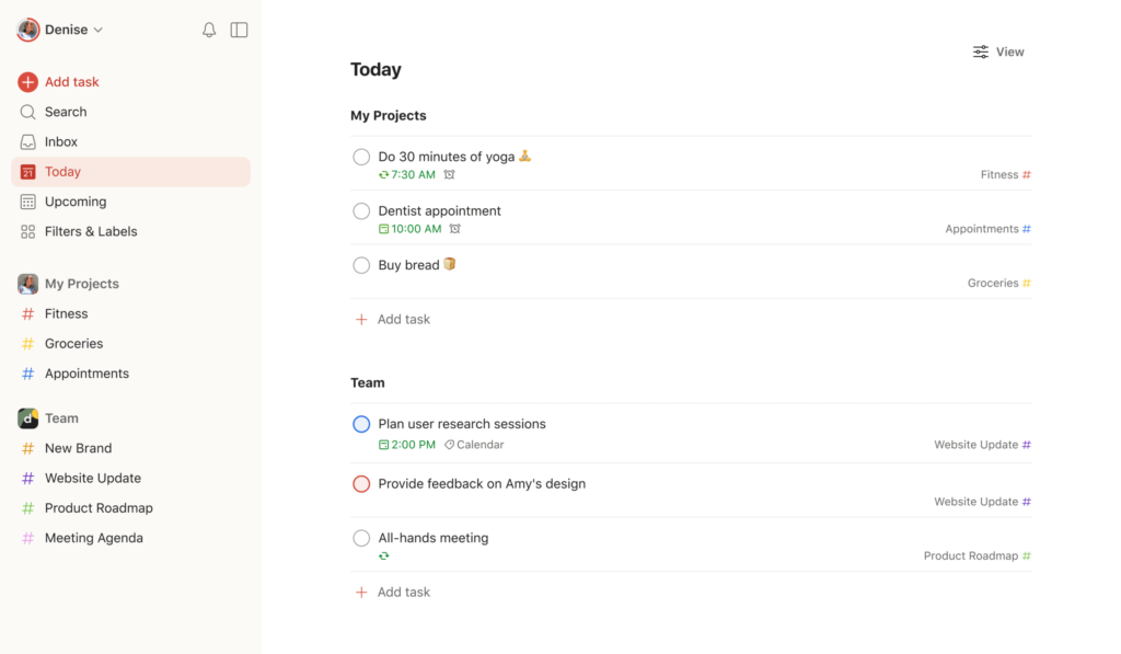 Aplikacija Todoist