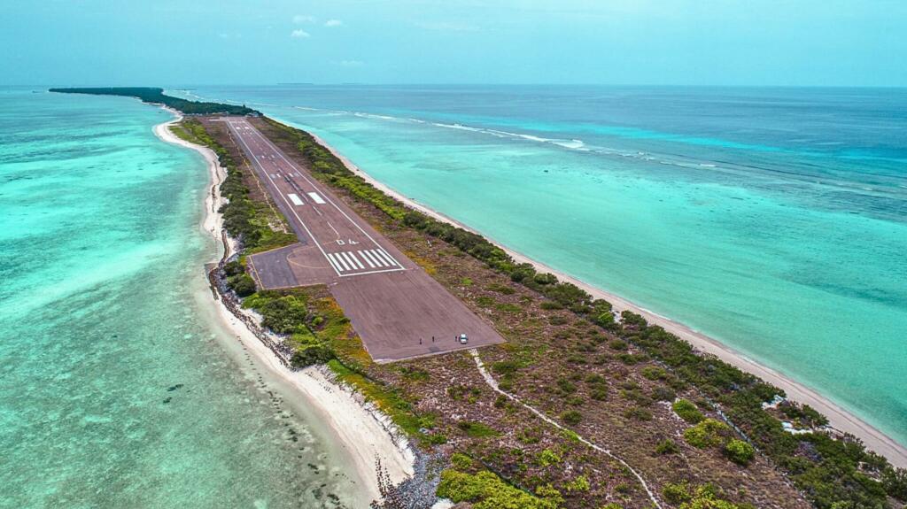Areal view of Agatti Island airport lakshadweep