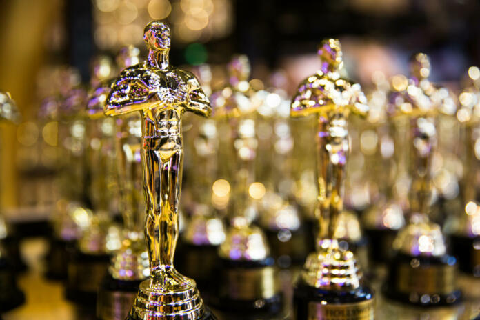 Hollywood, CA/ USA - July 26, 2018: Oscar golden award in a souvenir store on Hollywood Boulevard. Success and victory concept