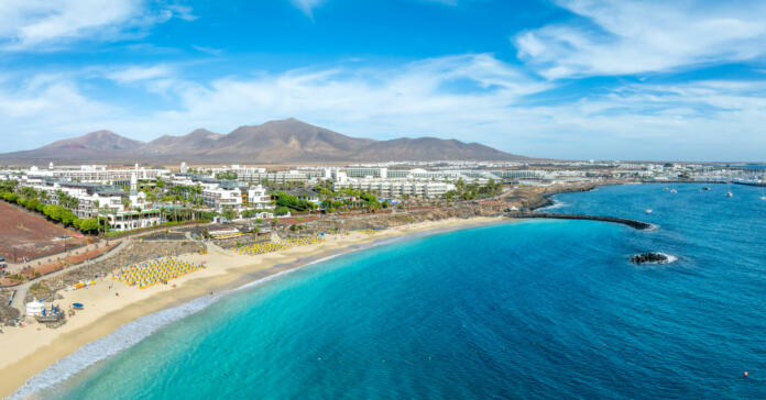 Landscape with Playa Blanca and Dorada beach, Lanzarote, Canary Islands, Spain