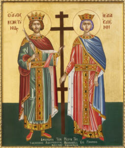Naples - The orthodox icon of St. Constantine and St. Helen in the church Chiesa di San Pietro Martire by unknown artist.