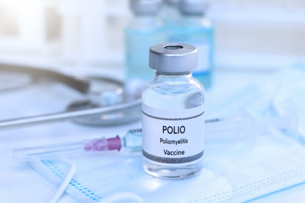 POLIO vaccine in a vial, immunization and treatment of infection, scientific experiment