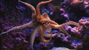 A common octopus in an aquarium