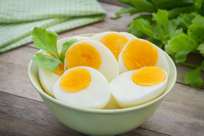 Boiled eggs in bowl