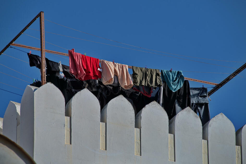 Drying laundry on the top of the house in Muscat, Oman