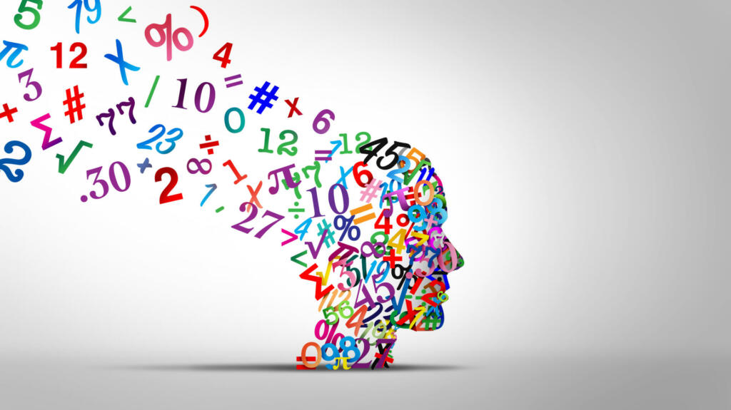 Learning math and mathematics education for problem solving and calculating mathematical concepts as algebra calculus geometry and physics science or mental disorder as Dyscalculia or symbol for economics and engineering or machine learning.