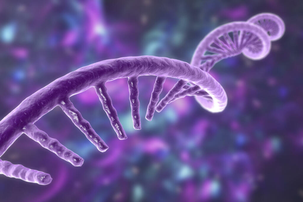 Molecular model of messenger ribonucleic acid (mRNA). 3D illustration