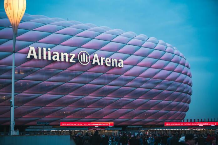 Munich, Germany – January 25, 2020: Fans walking to Allianz Arena, home stadium of famous german football club FC Bayern München to see a soccer match.