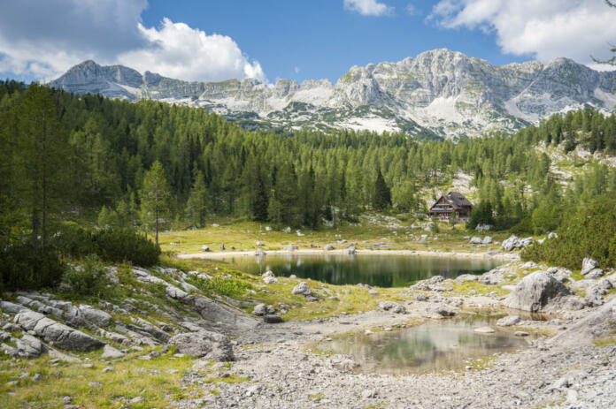 Hut at Triglav lakes, Triglav national park, Slovenia