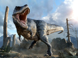 Tyrannosaurus from the Cretaceous era 3D illustration