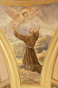 Varallo - The fresco of Stigmatization of St. Francis of Assisi in the church Chiesa di sant Antonio by C. Secchi