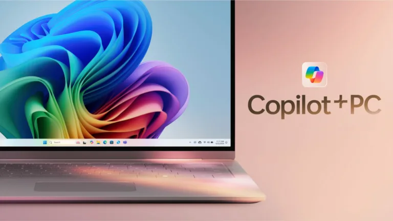 Prenosnik z operacijskim sistemom Windows in logotipom Copilot+ PC