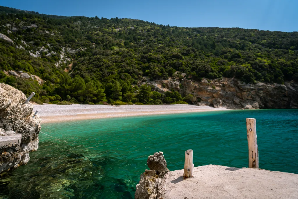 Bay (Plava grota) near Lubenice (Cres, Croatia) on a sunny day in spring