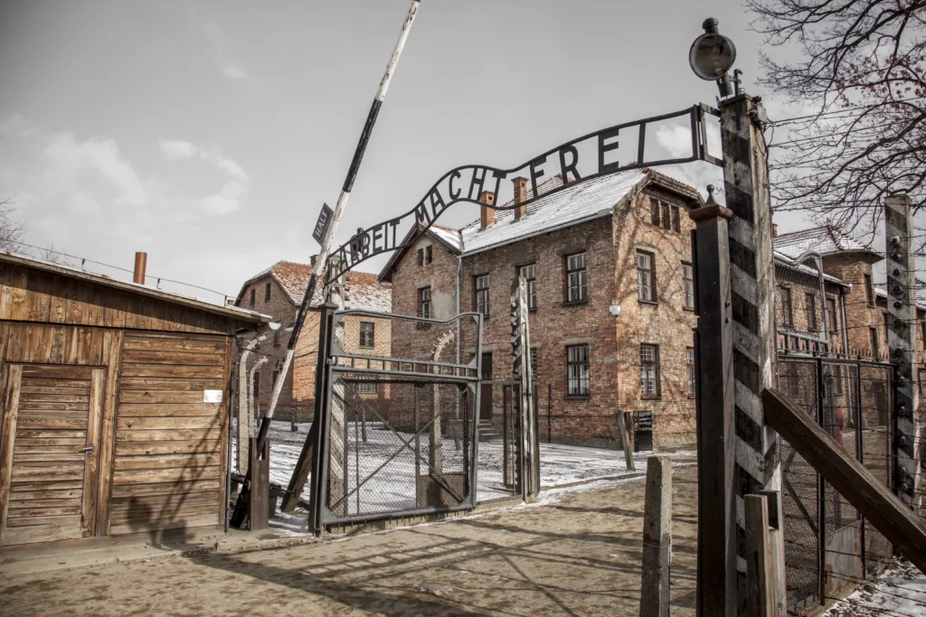 The picture of the main gate to concentration camp- in Oswieciem, Poland.
