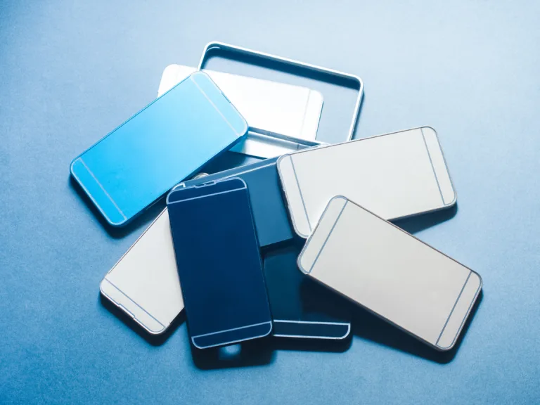 Case cover for smartphone. Plastic accessories waste. Heap of cheap low quality products equipment. Right choice matters.