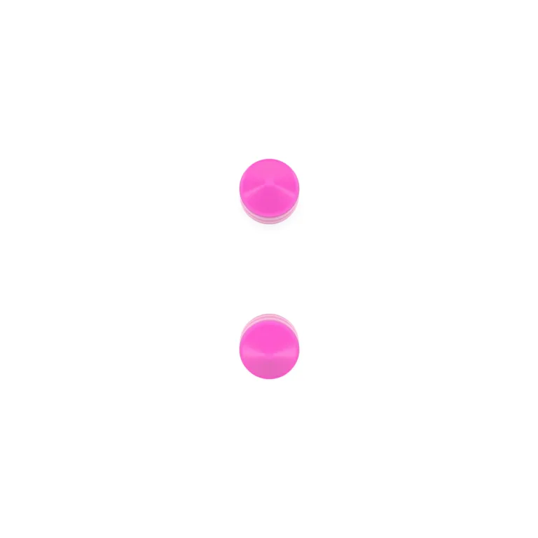 Pink wax crayon mathematical operation symbol of division or punctuation marks colon on white background, 3D rendered image for education and childish typography