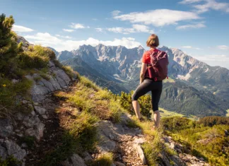 APPEAK: Aplikacija za pohodnike, ki sta jo razvila Slovenca Woman backpacker enjoy the view at mountain hike in nature.