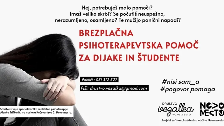 Brezplačna psihoterapevtska pomoč za dijake in študente