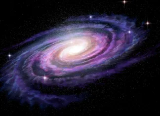 Hubble razkril spektakularno spiralno galaksijo Spiral Galaxy in deep spcae, 3D illustration
