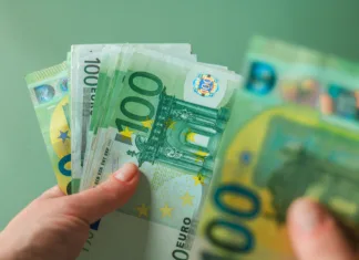 Katere novosti prinaša prenova plačnega sistema? salary of a woman. euro banknotes in hands on a green background. Income of women in European countries