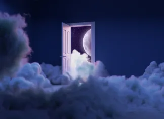 Kaj so lucidne sanje in kako jih dosežemo? room full of clouds surreal dream 3d rendering moon