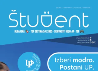 Kaj vprašati na informativi, dubajska čokolada, top destinacije 2025, skrivnosti vesolja top igre 2025 Naslovnica revija Študent januar 2025