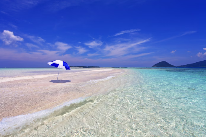 The cobalt blue sea and blue sky of Okinawa.